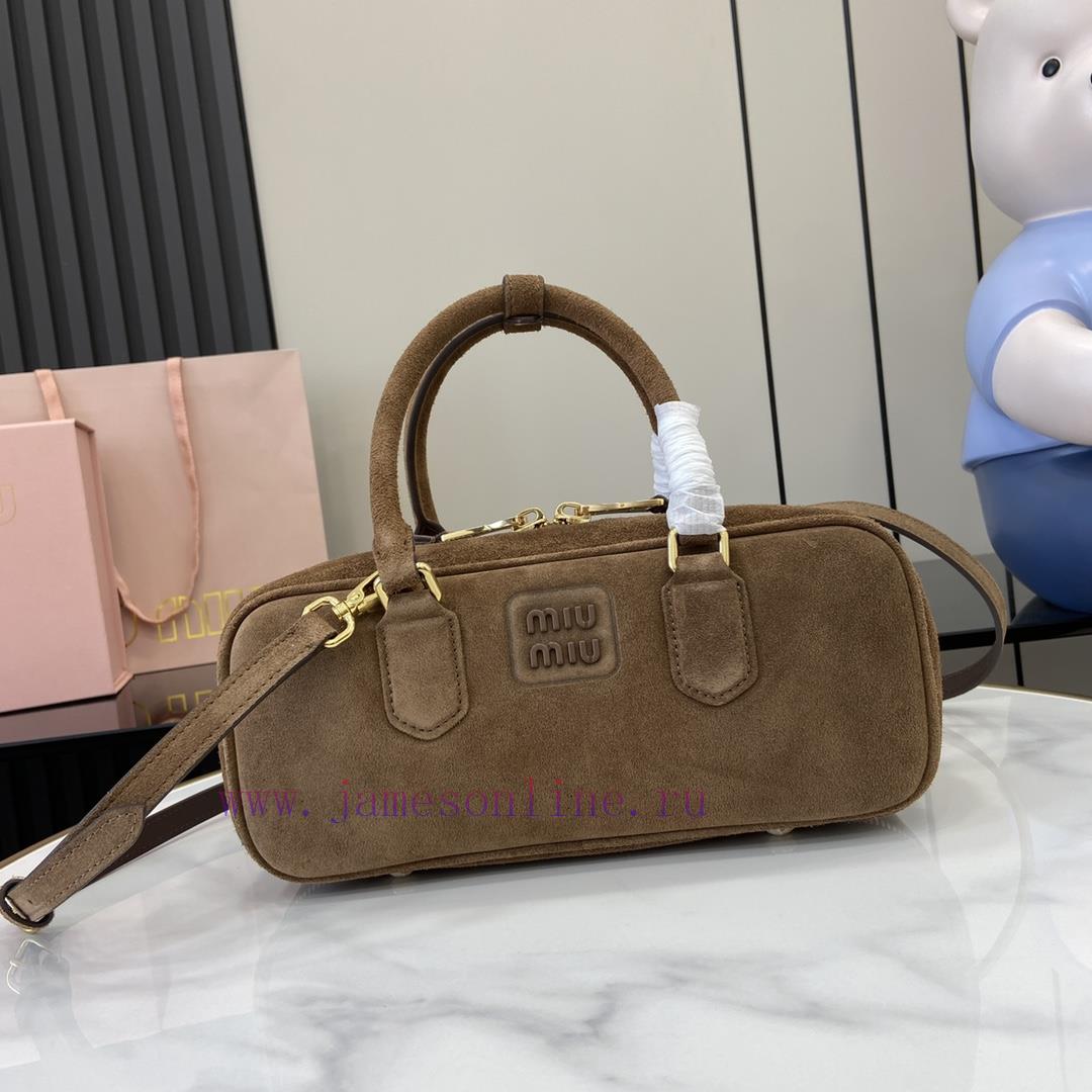 MiuMiu Bags New Arcadia Suede Cowhide Medium Size (27cm) Bowling/crossbody Bag With Full Original Packaging 475159w4