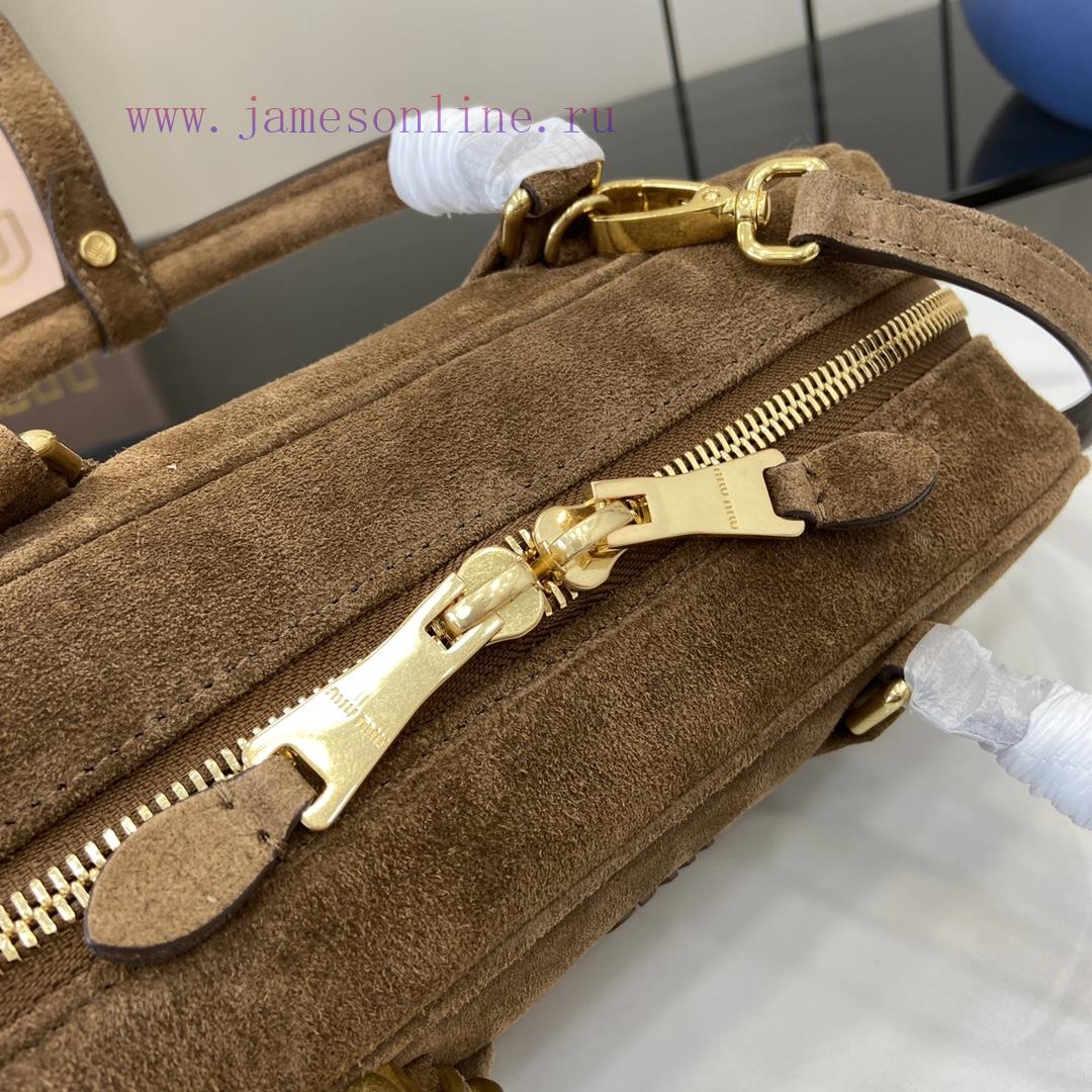 MiuMiu Bags New Arcadia Suede Cowhide Medium Size (27cm) Bowling/crossbody Bag With Full Original Packaging 475159w4 - Image 7