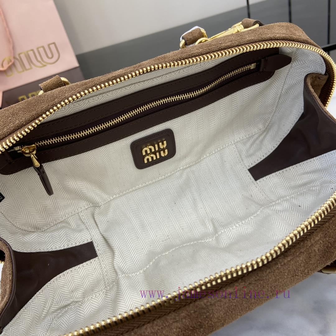 MiuMiu Bags New Arcadia Suede Cowhide Medium Size (27cm) Bowling/crossbody Bag With Full Original Packaging 475159w4 - Image 10