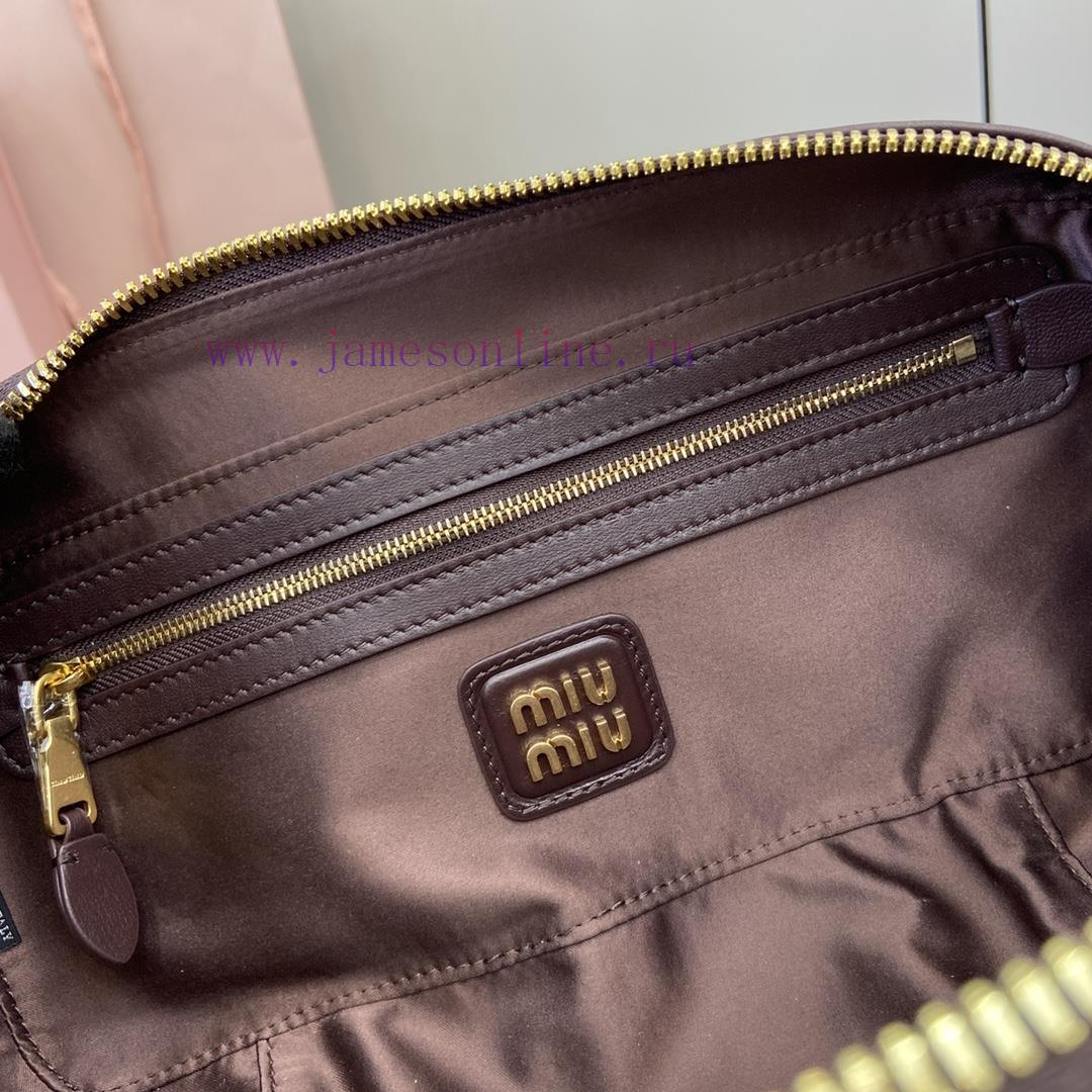 MiuMiu Bags New Arcadia Matelasse Sheep Leather Medium 27cm Bowling Handbag/Crossbody Bag~Sheehan Wood Shee by5r8srg - Image 10