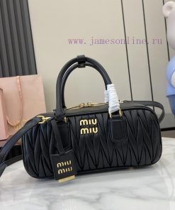 MiuMiu Bags New Arcadia Matelasse Sheep Leather Medium 27cm Bowling Handbag/Crossbody Bag~Gram SheepskinThi dencb5eh