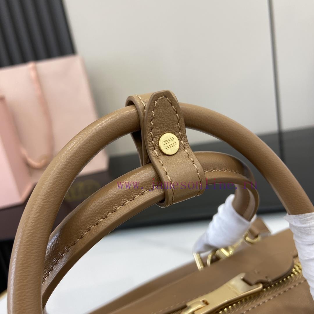 MiuMiu Bags New Arcadia Matelasse Sheep Leather Medium 27cm Bowling Handbag/Crossbody Bag - Brown Sheepskin vorgti7n - Image 8