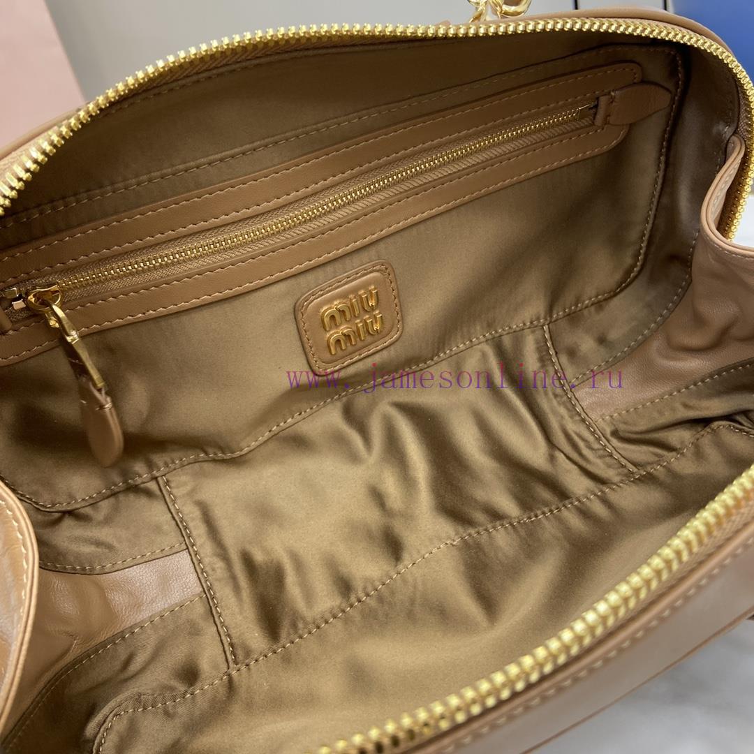 MiuMiu Bags New Arcadia Matelasse Sheep Leather Medium 27cm Bowling Handbag/Crossbody Bag - Brown Sheepskin vorgti7n - Image 10