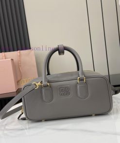 MiuMiu Bags New Miumiu Miu Arcadie Cowhide Medium (27cm) Bowling Handbag/Crossbody Bag - Cognac Leather Wit 0bloxs6w