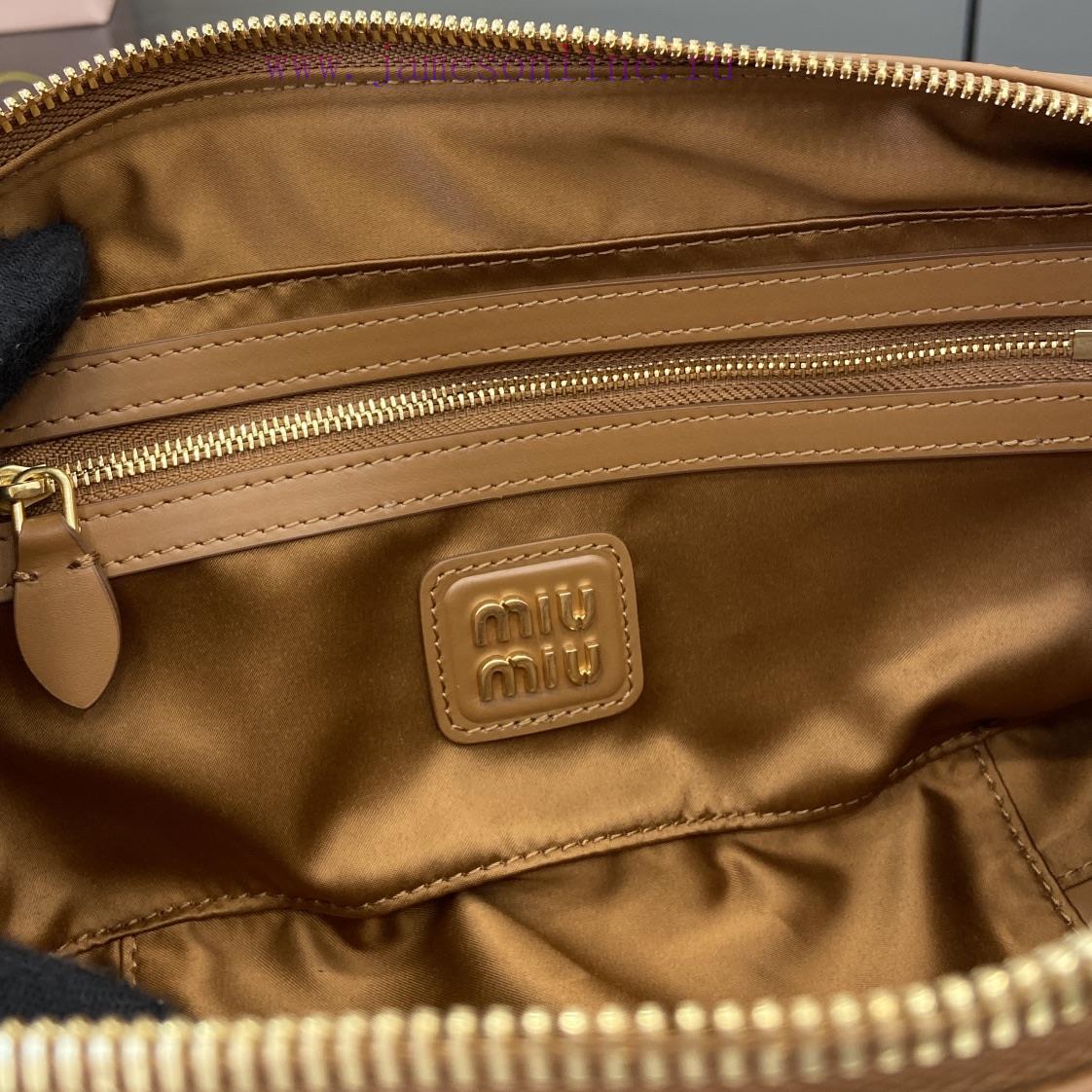 MiuMiu Bags New Miumiu Miu Arcadie Cowhide Medium (27cm) Bowling Handbag/Crossbody Bag - Cognac Leather Wit a2k0xt8v - Image 10