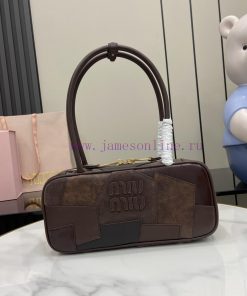 MiuMiu Bags Equipped With A Complete Set Of Original Packaging M's New Product Splicing Bowling Ball Is Han enres0rm
