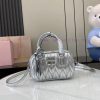 MiuMiu Bags New Arcadia Matelasse Sheep Leather Small (19cm) Bowling Handbag/Crossbody Bag - Silver Sheepsk h8my0h24