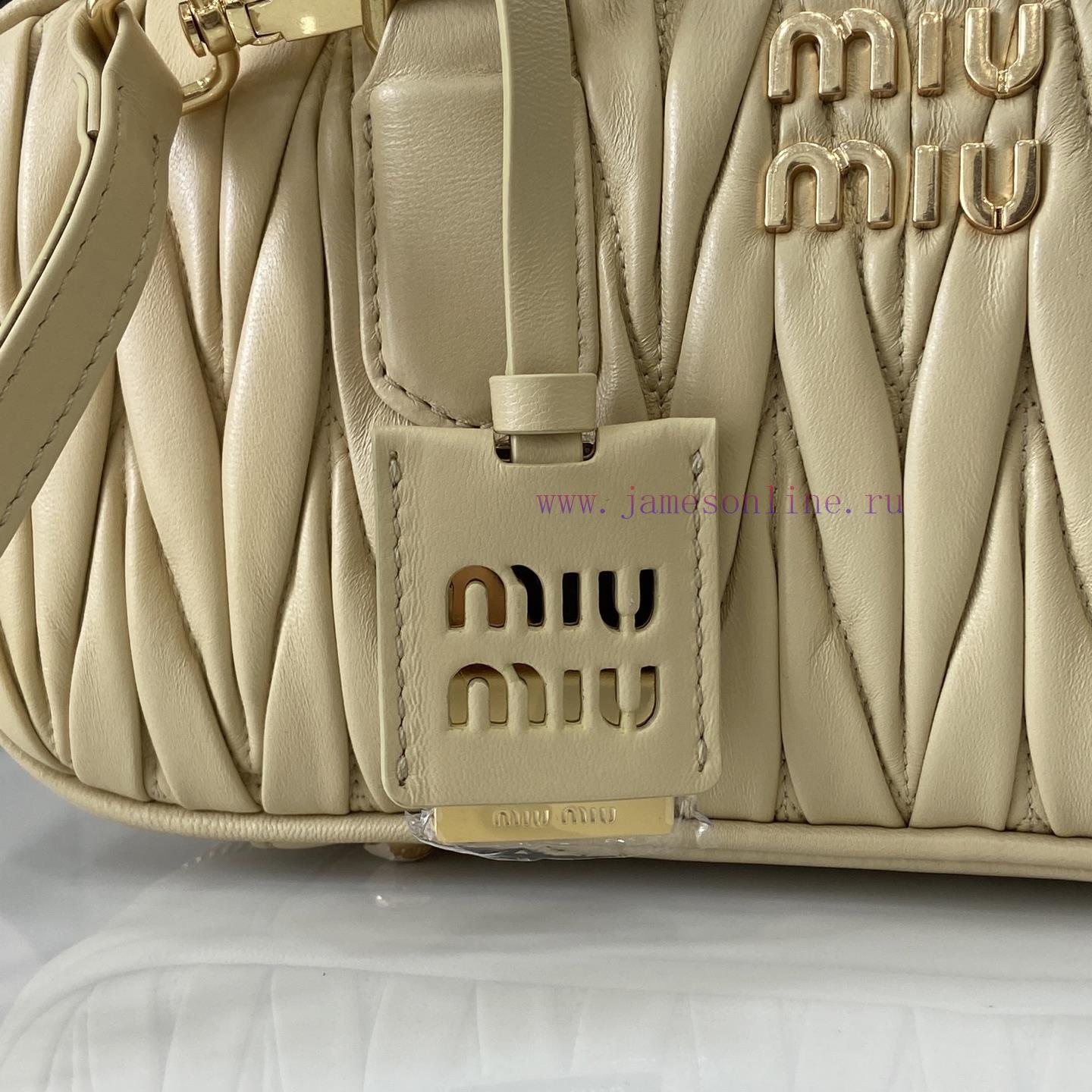 MiuMiu Bags New Arcadia Matelasse Sheep Leather Medium 27cm Bowling Handbag/Crossbody Bag~Calendula Sheepsk 3f6c3tys - Image 6
