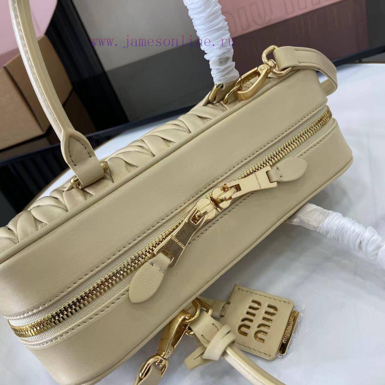 MiuMiu Bags New Arcadia Matelasse Sheep Leather Medium 27cm Bowling Handbag/Crossbody Bag~Calendula Sheepsk 3f6c3tys - Image 8