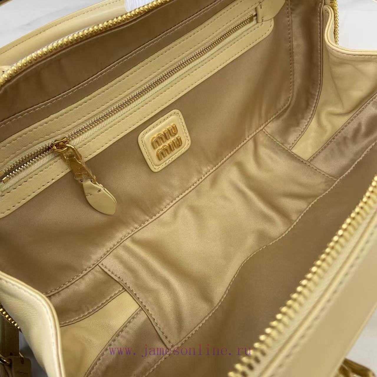 MiuMiu Bags New Arcadia Matelasse Sheep Leather Medium 27cm Bowling Handbag/Crossbody Bag~Calendula Sheepsk 3f6c3tys - Image 9
