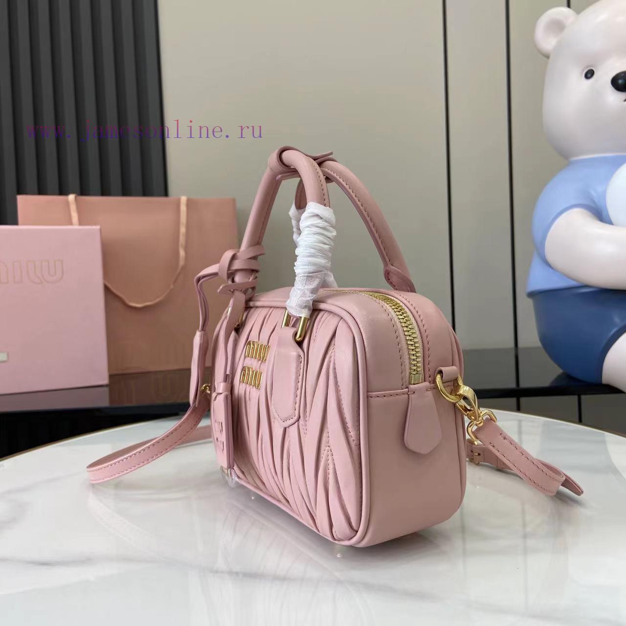 MiuMiu Bags New Arcadia Matelasse Sheep Leather Small (19cm) Bowling Handbag/Crossbody Bag~Light Pink Sheep phjkec4p - Image 4