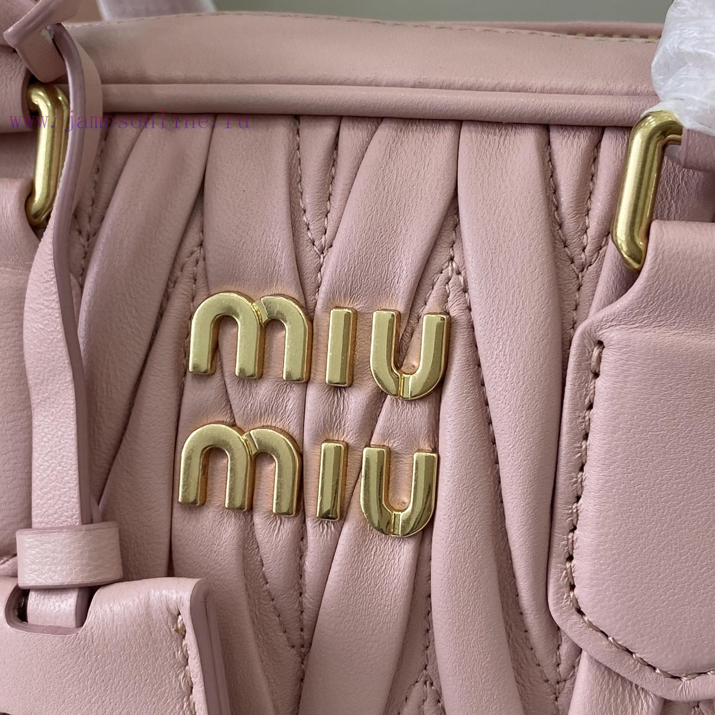 MiuMiu Bags New Arcadia Matelasse Sheep Leather Small (19cm) Bowling Handbag/Crossbody Bag~Light Pink Sheep phjkec4p - Image 6