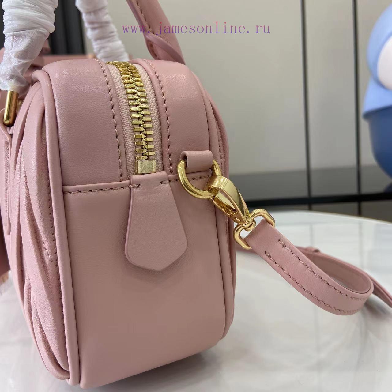 MiuMiu Bags New Arcadia Matelasse Sheep Leather Small (19cm) Bowling Handbag/Crossbody Bag~Light Pink Sheep phjkec4p - Image 7
