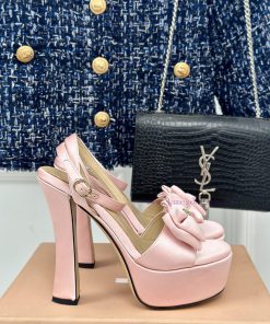 MIU MIU/Miu 24s Spring/Summer New ProductsBow Hating Sky High Waterproof Platform Thick Heel Sa mojf8kh4