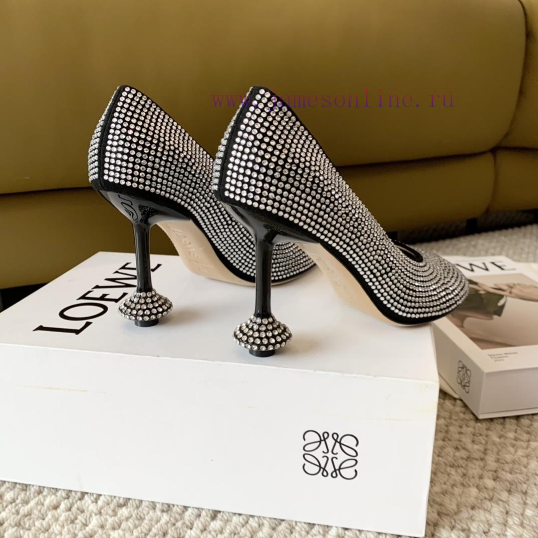 LOEWE 2024 Spring/Summer Fashion Style Yang Mi Same Style Hot Diamond Crystal Shoes High HeelsL xn0m8pnx - Image 4