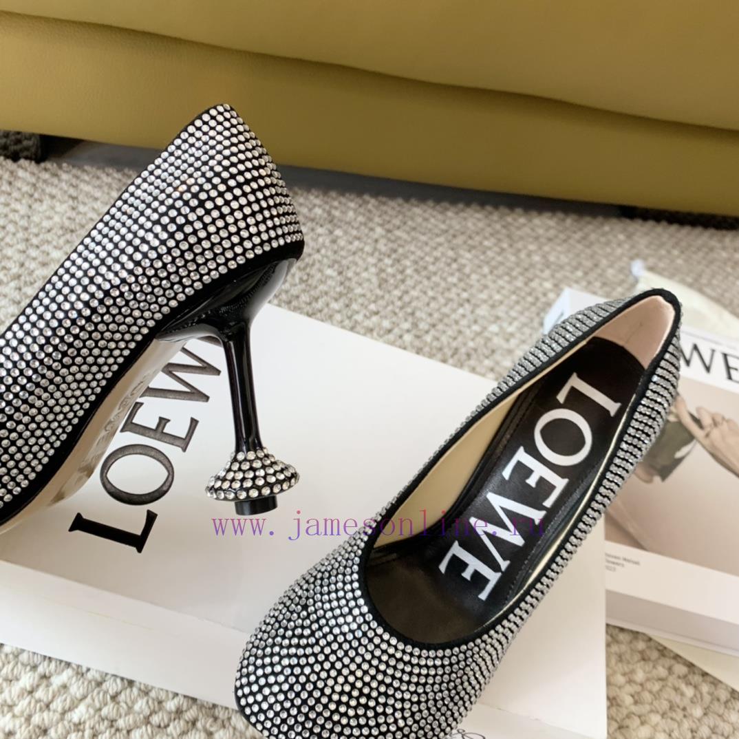 LOEWE 2024 Spring/Summer Fashion Style Yang Mi Same Style Hot Diamond Crystal Shoes High HeelsL xn0m8pnx - Image 9