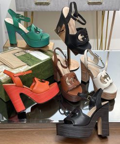 ️ PhotoGucci/Gucci 2024 Spring/Summer Waterproof Platform High Heels Double G Hollow Sandals We yupuiymr