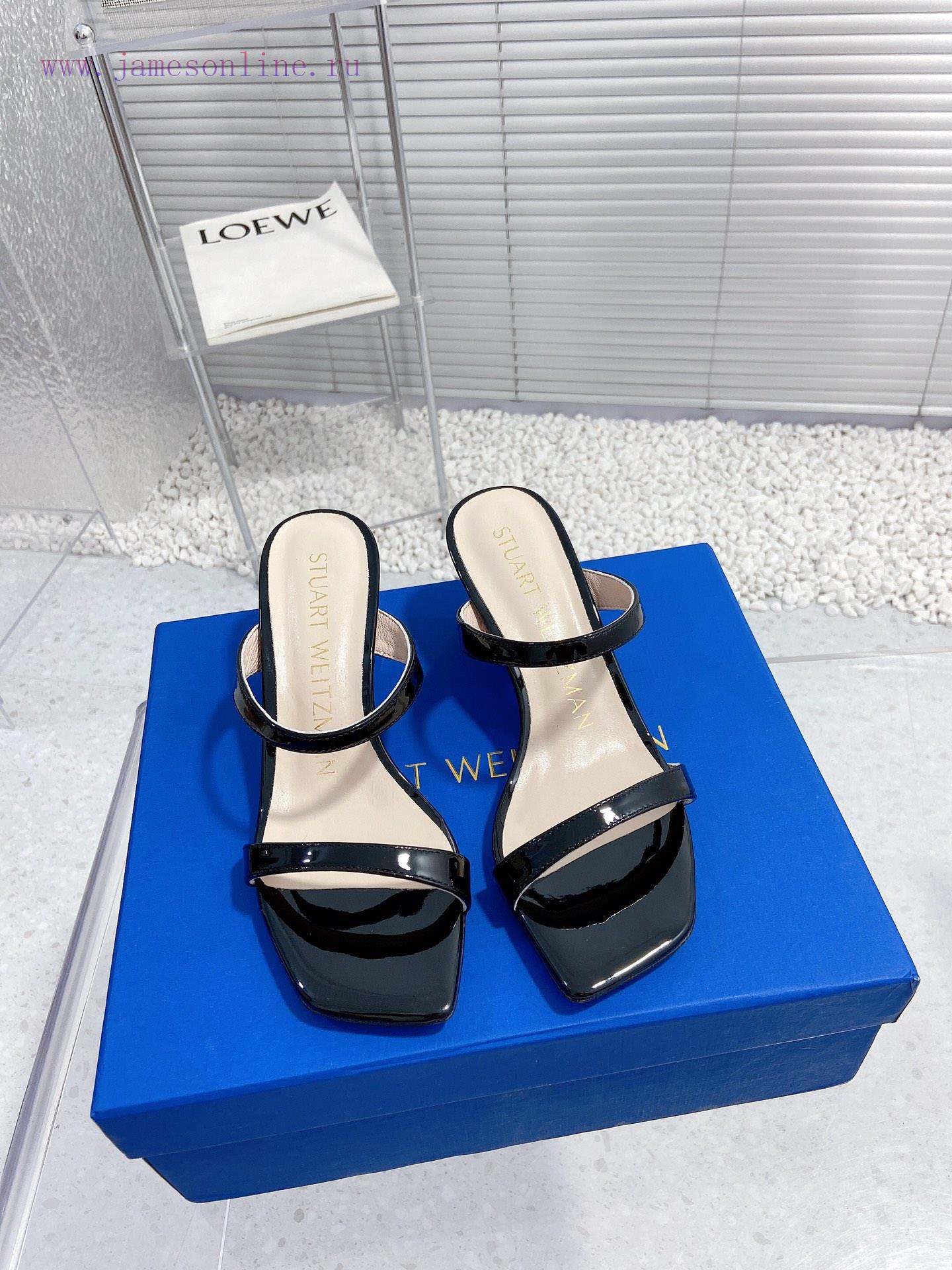 Stuart Weitzman's New SW Thick Heel Square Toe SlippersShoe Upper Made Of Cowhide Sheepskin Jin 2nddfpj0 - Image 2