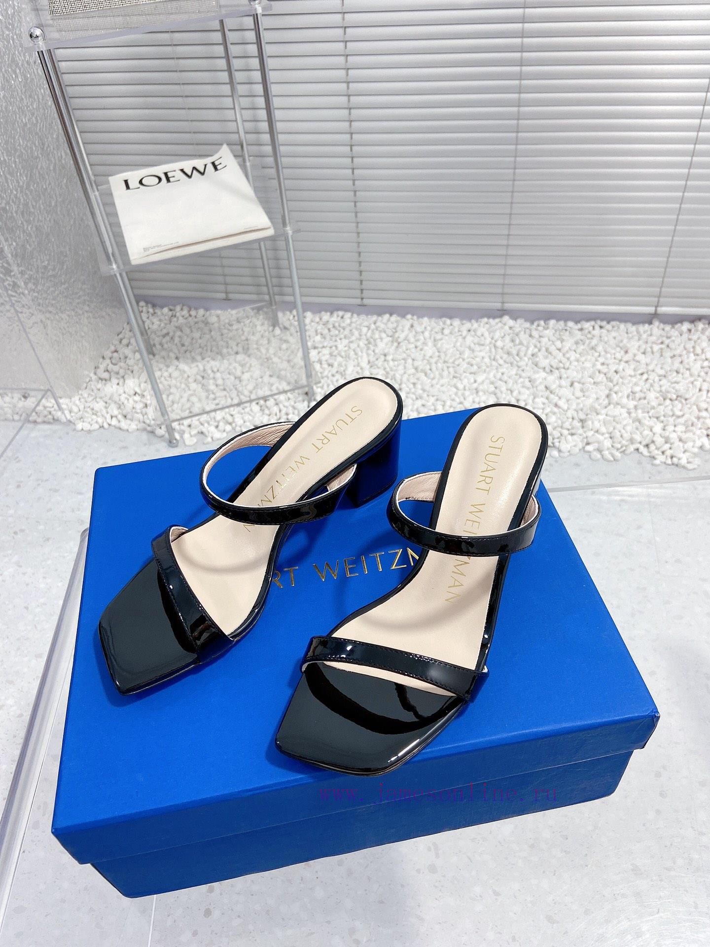 Stuart Weitzman's New SW Thick Heel Square Toe SlippersShoe Upper Made Of Cowhide Sheepskin Jin 2nddfpj0 - Image 3
