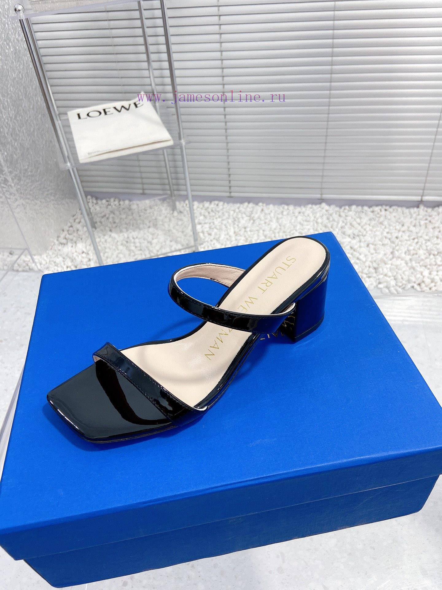Stuart Weitzman's New SW Thick Heel Square Toe SlippersShoe Upper Made Of Cowhide Sheepskin Jin 2nddfpj0 - Image 6