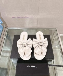 24Ss Spring/Summer New Chanel Large Bow Flat/Thick Heel Cool SlippersSweet And Coquettish Bow S 6nuqop42