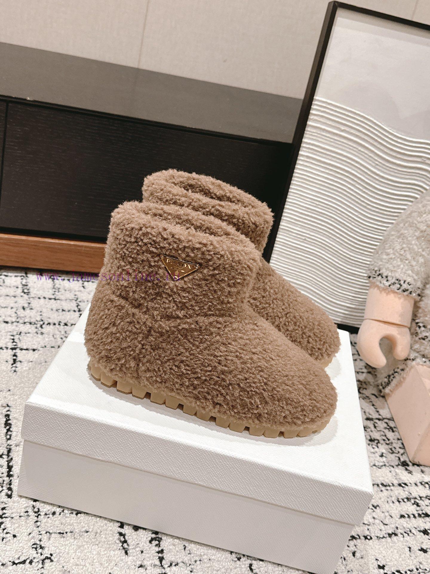 Top QualityPrada Fw24 New Arrival~P Home 2024 Autumn/Winter New Triangle Logo Hairy BootsHow Co mm71e1qh - Image 3