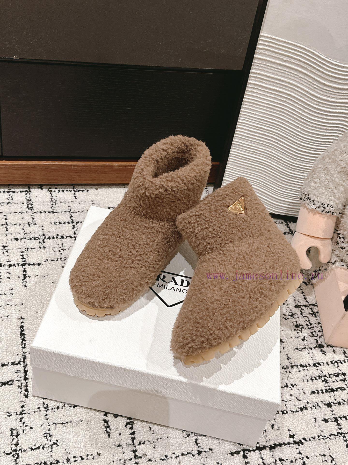 Top QualityPrada Fw24 New Arrival~P Home 2024 Autumn/Winter New Triangle Logo Hairy BootsHow Co mm71e1qh - Image 4