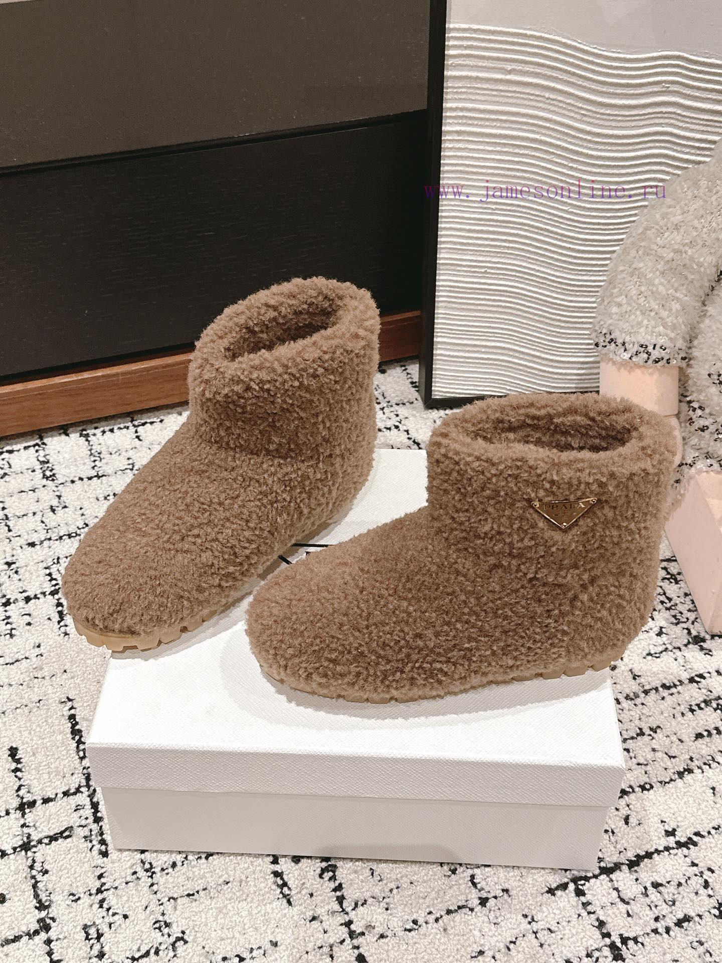 Top QualityPrada Fw24 New Arrival~P Home 2024 Autumn/Winter New Triangle Logo Hairy BootsHow Co mm71e1qh - Image 5
