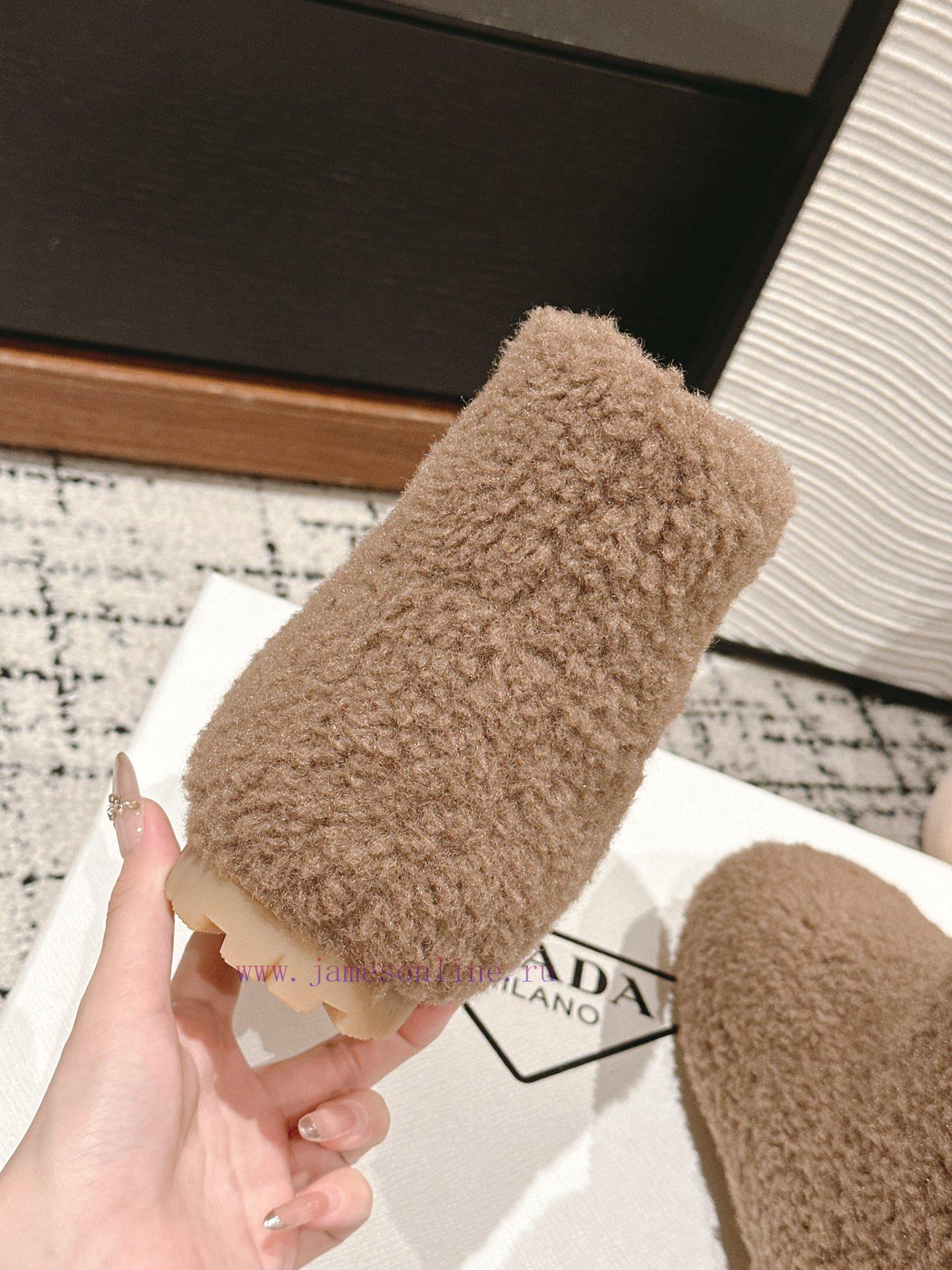 Top QualityPrada Fw24 New Arrival~P Home 2024 Autumn/Winter New Triangle Logo Hairy BootsHow Co mm71e1qh - Image 8