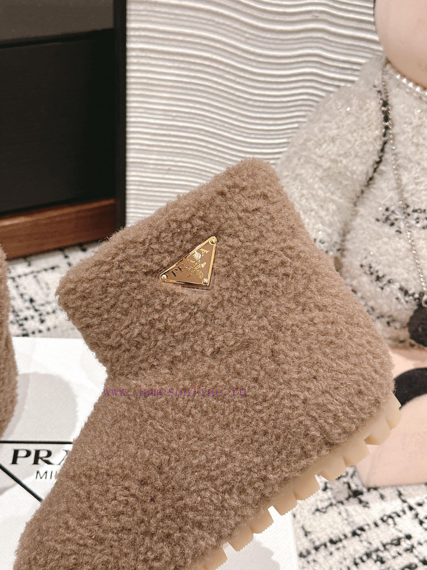 Top QualityPrada Fw24 New Arrival~P Home 2024 Autumn/Winter New Triangle Logo Hairy BootsHow Co mm71e1qh - Image 9