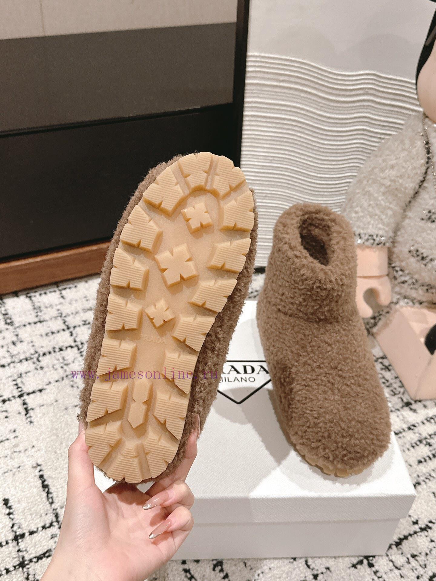 Top QualityPrada Fw24 New Arrival~P Home 2024 Autumn/Winter New Triangle Logo Hairy BootsHow Co mm71e1qh - Image 10