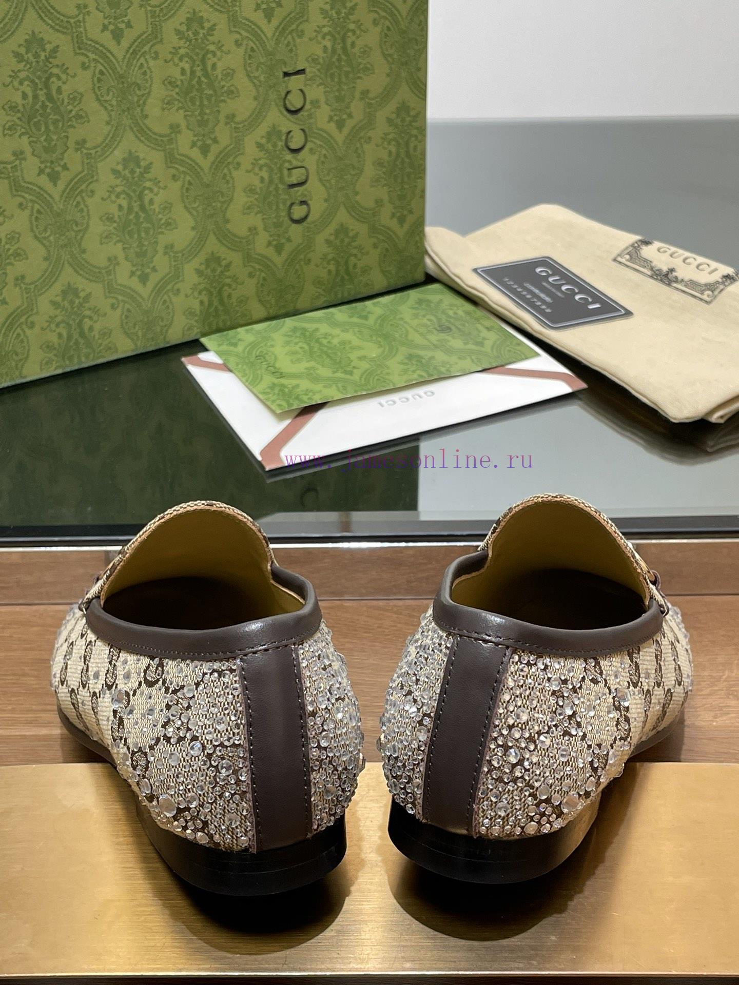 2025 Early Spring New Gucci Jordaan Series Multi Facet Crystal Diamond Loafers Aiming For Top Q gztbcc9u - Image 9