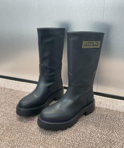 Dior 2024 Autumn/Winter New D-Scots Series Women's Boots Star Same CD Letter Logo Logo Leather 9po5mzrd