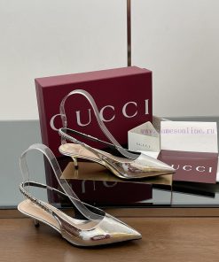 2025 Spring/Summer Gucci New GUcc 𝐢 Letter Buckle L O G O Chain High Heel Sandals Cat Heel Shoe ozzqpugk