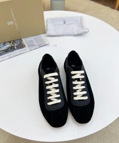 BrunelloCucinelli 🦁 Top Four Seasons Classic SneakersPrecious Imported Calf Velvet Fabric Mixed 1ffmj8tf