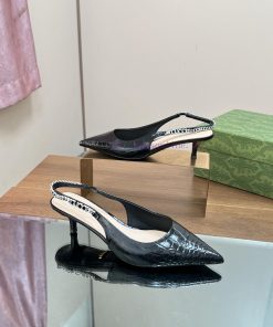 2024 Gucci New GUcc Letter Buckle L O G O Chain High-heeled Sandals Cat Heels ️️️Top Level Welc 33t7uc0f