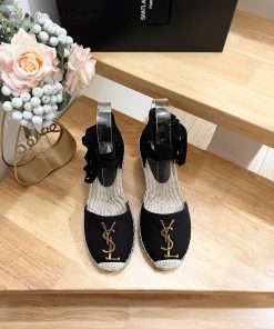 SAINT LAURENT/Saint Laurent 2024 Early Spring Slope Heel Gold Letter LOGO Fisherman's Shoes YSL bvzj1w3c