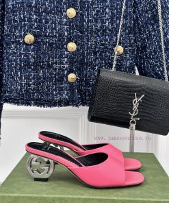Gucci24S Spring/Summer New Product: Double G Heel Slippers Made Of Imported Small Leather Inner hugvj4ha