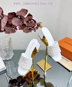 2024 Early Spring New LV Donkey Brand Louis Vuitton Classic LV Woven Flower Thick Heel/flat Bot l6lpe6lp
