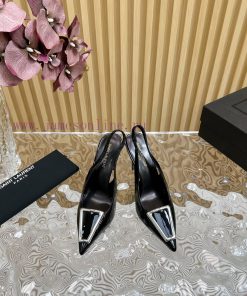 Top YSL - Saint Laurent Paris Runway Updates With Pointed Toe And Square Buckle Slim Heel Desig zmuiba1l
