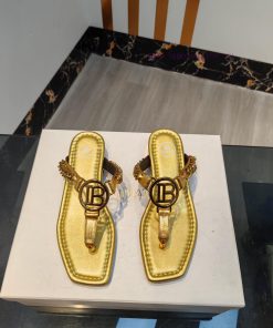 Out Balmain 2024 Spring/Summer Fashion Show Original Metal Buckle Chain Flat SlippersBrand Balm 78xny4jf