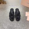 High Quality Miumiu Spring/Summer 2024 Fashion Show Embroidered Flower Beads Le Fu Shoes/Slippe 1wos0xeh