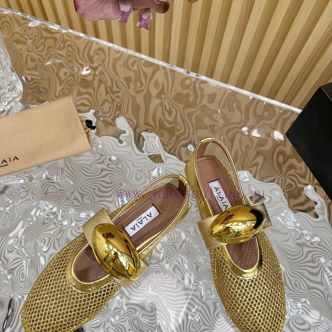 ALAIA | French High-end High-end High-end High-end Brand Mesh Hollow Ballet Single Shoe Super F 7bi5m27t - Image 3
