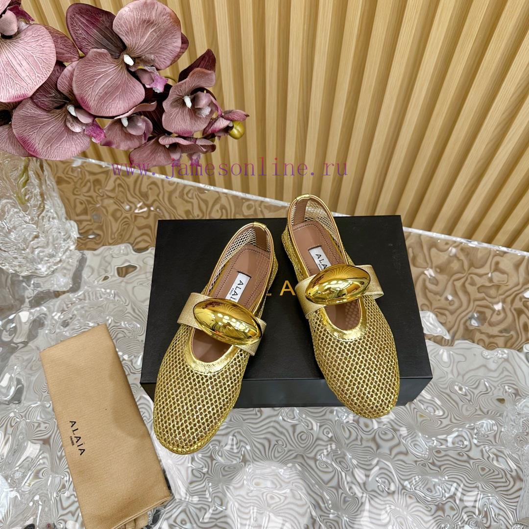 ALAIA | French High-end High-end High-end High-end Brand Mesh Hollow Ballet Single Shoe Super F 7bi5m27t - Image 4