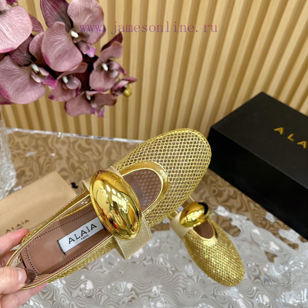 ALAIA | French High-end High-end High-end High-end Brand Mesh Hollow Ballet Single Shoe Super F 7bi5m27t - Image 5