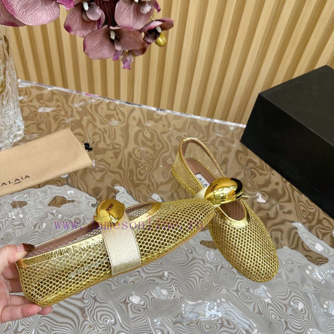 ALAIA | French High-end High-end High-end High-end Brand Mesh Hollow Ballet Single Shoe Super F 7bi5m27t - Image 6