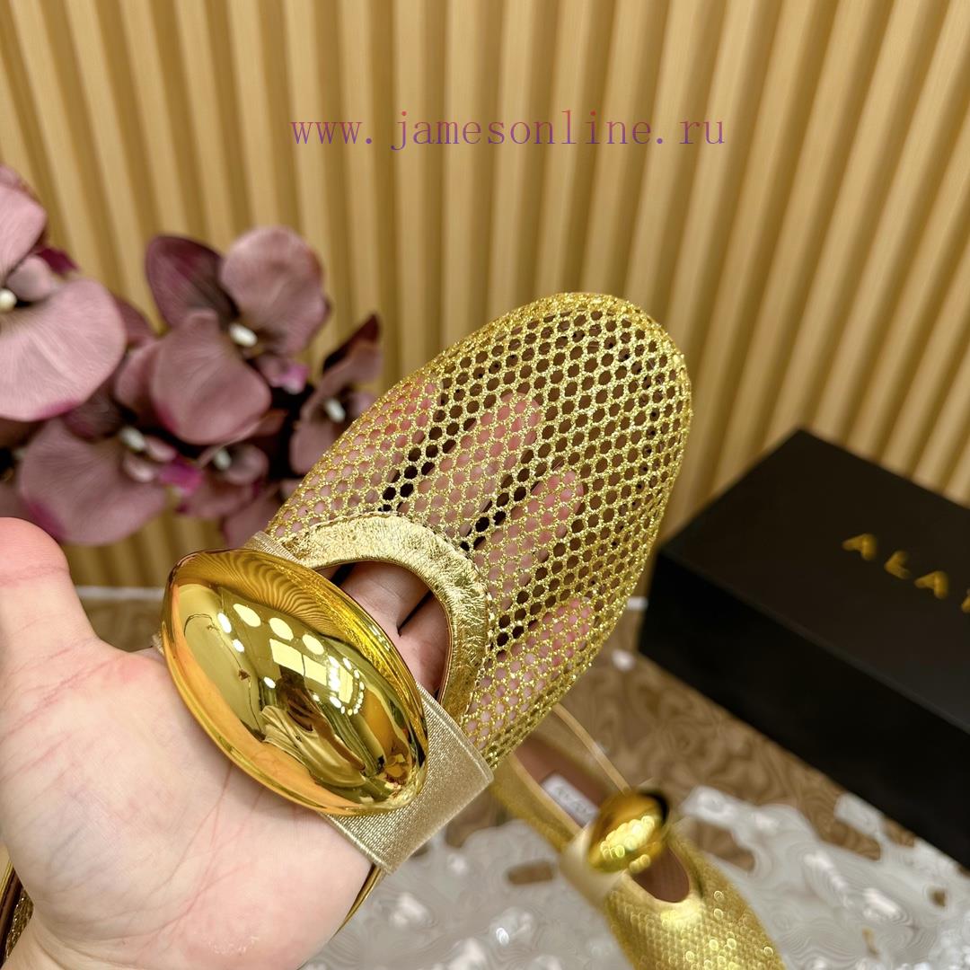 ALAIA | French High-end High-end High-end High-end Brand Mesh Hollow Ballet Single Shoe Super F 7bi5m27t - Image 7