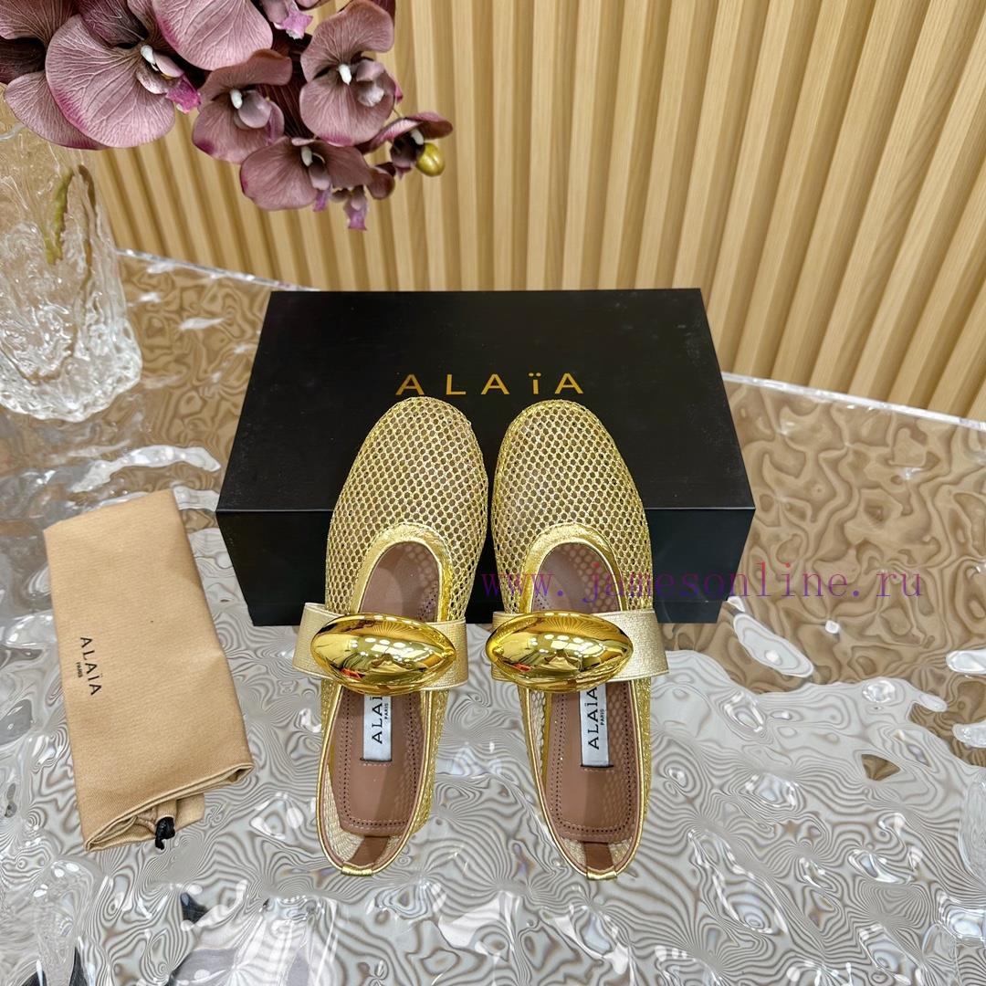ALAIA | French High-end High-end High-end High-end Brand Mesh Hollow Ballet Single Shoe Super F 7bi5m27t - Image 9