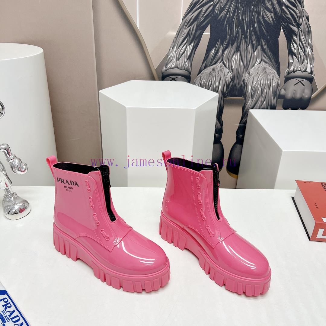 Top TierPrada 24vs Spring Latest Hot SeriesRound Toe Thick Soled Rain BootsNumerous Internet Ce dy3w9pge - Image 3