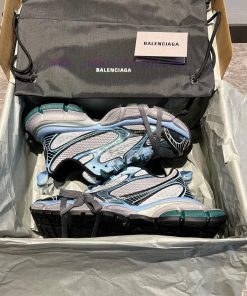 Top Balenciaga 3xl Mesh Distressed Lace Up Low Top Dad Shoes In Blue. The Exterior Design Of Th dr45odgx